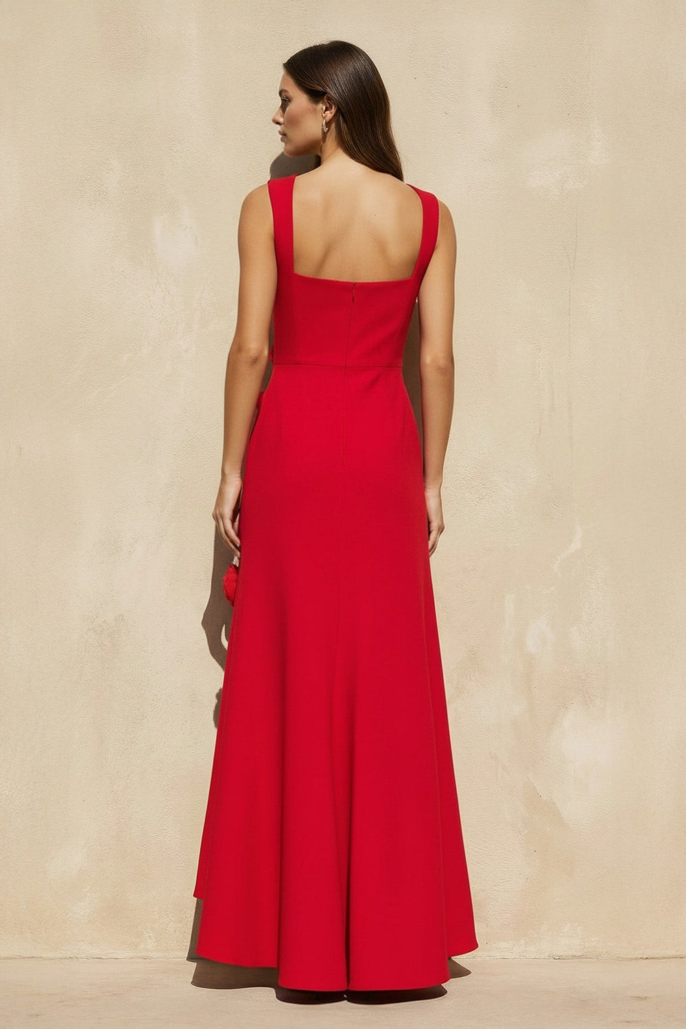 3D Floral Slit Gown in Red - SHE IS ME