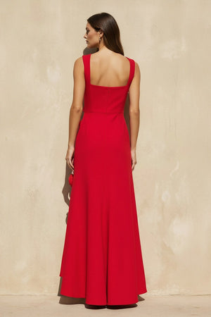 3D Floral Slit Gown in Red - SHE IS ME