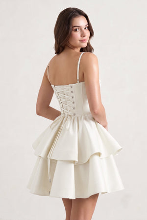 Ivory A Line Sweetheart Satin Ruffles Short Homecoming Dress - SHEISME