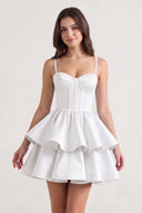 White A Line Sweetheart Satin Ruffles Short Homecoming Dress - SHEISME