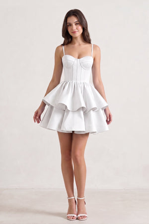White A Line Sweetheart Satin Ruffles Short Homecoming Dress - SHEISME