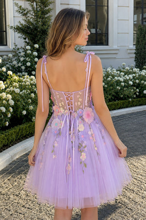 Lavender A-Line Bloom Mini Homecoming Dress - SHEISME