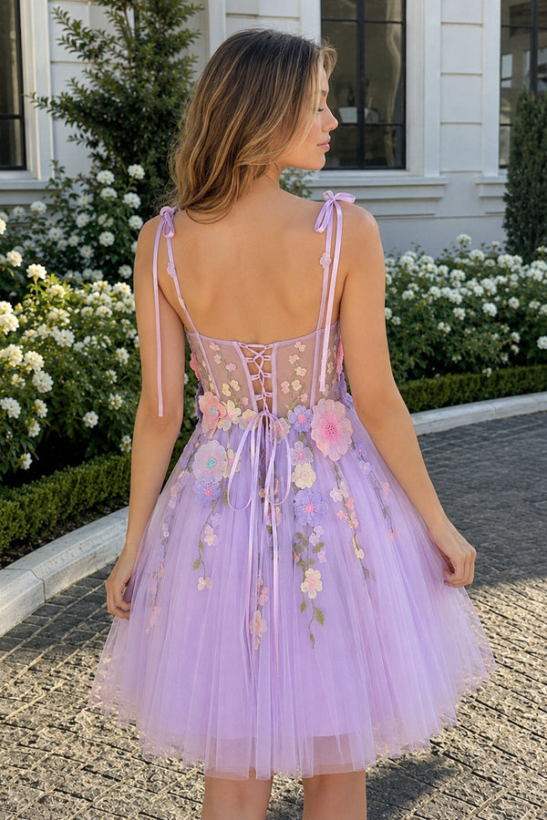 Lavender A-Line Bloom Mini Homecoming Dress - SHEISME