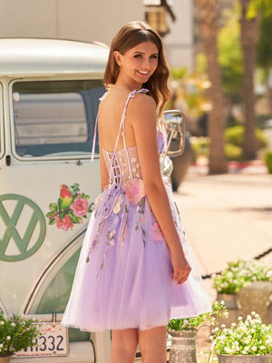 Lavender A-Line Bloom Mini Homecoming Dress - SHEISME