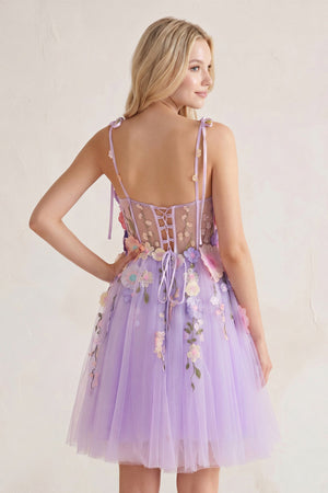 Lavender A-Line Bloom Mini Homecoming Dress - SHEISME