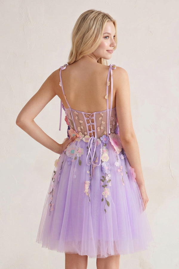 Lavender A-Line Bloom Mini Homecoming Dress - SHEISME