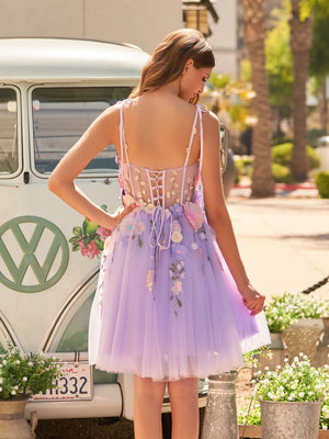 Lavender A-Line Bloom Mini Homecoming Dress - SHEISME