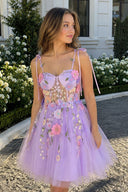 Lavender A-Line Bloom Mini Homecoming Dress - SHEISME