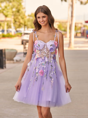 Lavender A-Line Bloom Mini Homecoming Dress - SHEISME