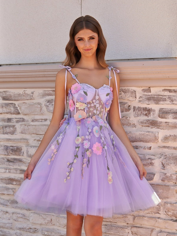Lavender A-Line Bloom Mini Homecoming Dress - SHEISME