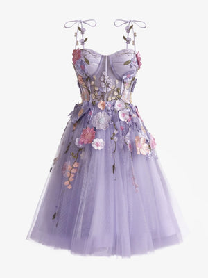 Lavender A-Line Bloom Mini Homecoming Dress - SHEISME