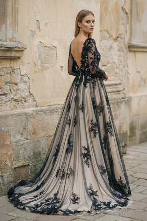 A Line Long Sleeves Lace Wedding Dress - SHE IS ME Wedding Dresses