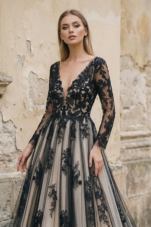 A Line Long Sleeves Lace Wedding Dress - SHE IS ME Wedding Dresses