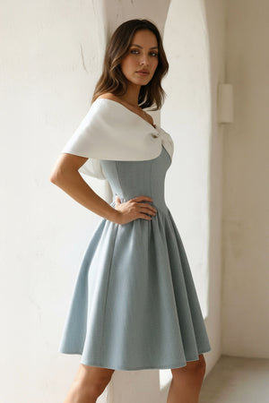 Sheisme-Mist Off-the-Shoulder A-Line Mini Bowknot Evening Cocktail Party Dress