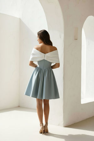 Sheisme-Mist Off-the-Shoulder A-Line Mini Bowknot Evening Cocktail Party Dress