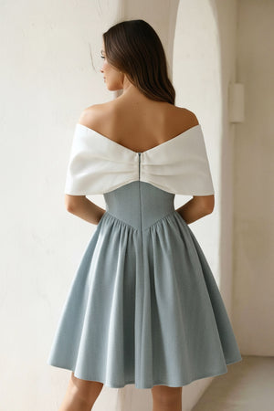 Sheisme-Mist Off-the-Shoulder A-Line Mini Bowknot Evening Cocktail Party Dress