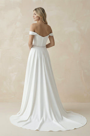 A - Line Off the Shoulder Beaded Wedding Dress - SHE IS ME Wedding Dresses