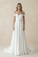 A - Line Off the Shoulder Beaded Wedding Dress - SHE IS ME Wedding Dresses