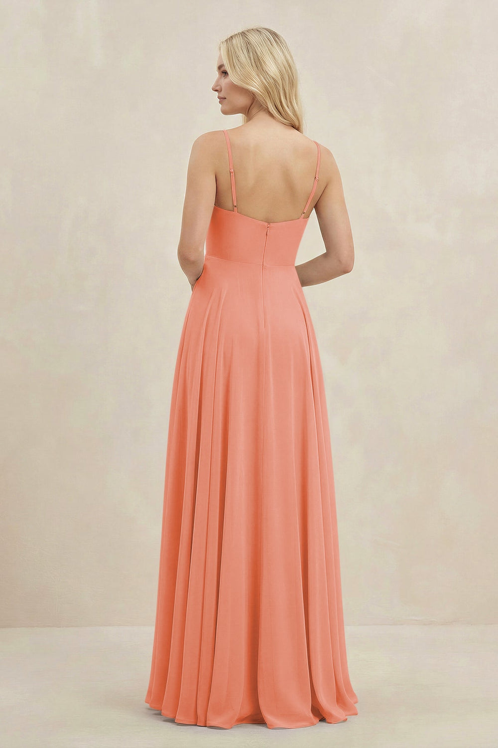 A-Line Spaghetti Strap Chiffon Bridesmaid Dress in Rosette - SHE IS ME BRIDESMAID DRESSES