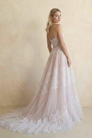 A Line Spaghetti Straps Lace Wedding Dress - SHE IS ME Wedding Dresses