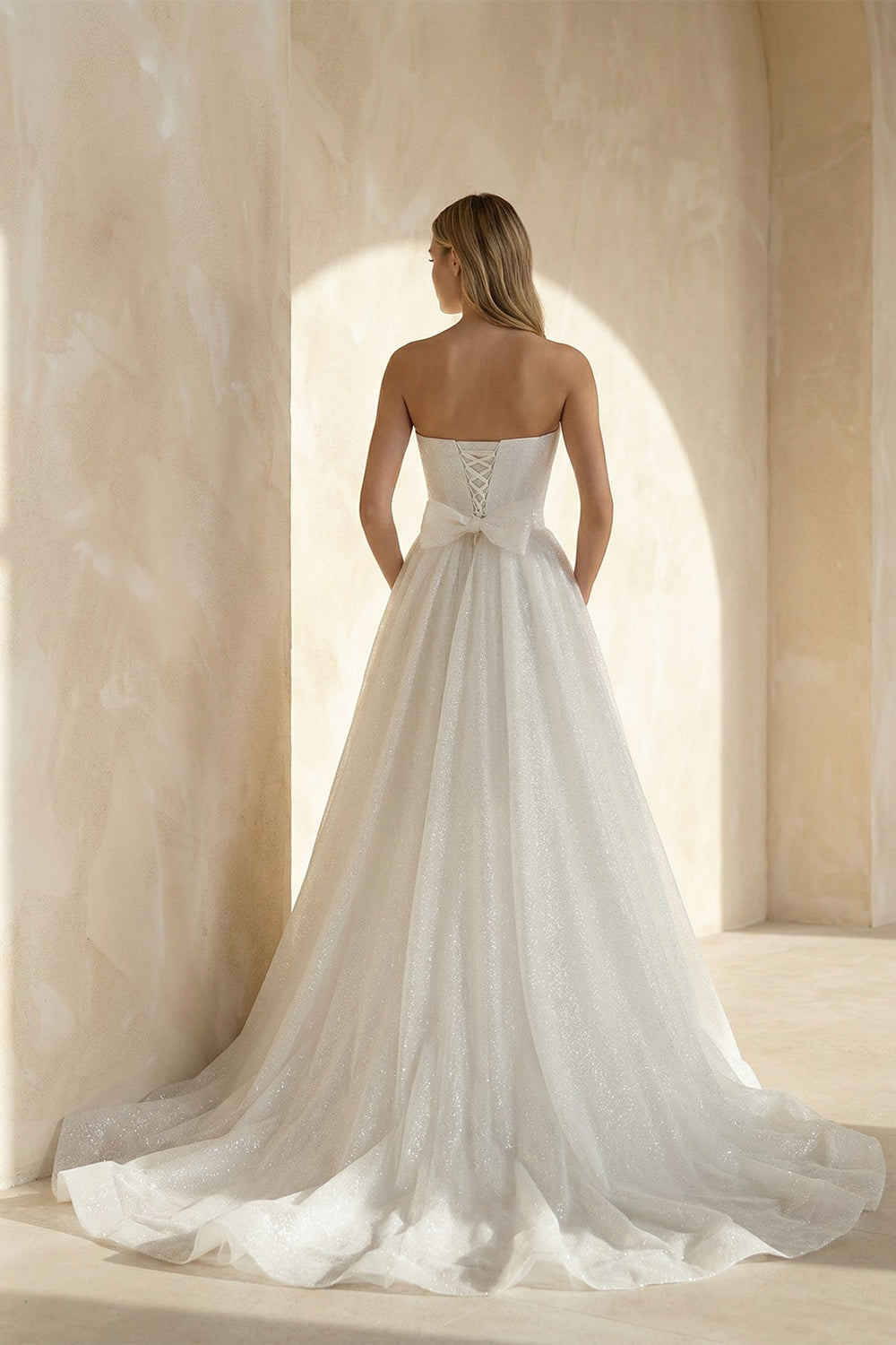 A Line Sweetheart Tulle Wedding Dress in White - SHE IS ME Wedding Dresses