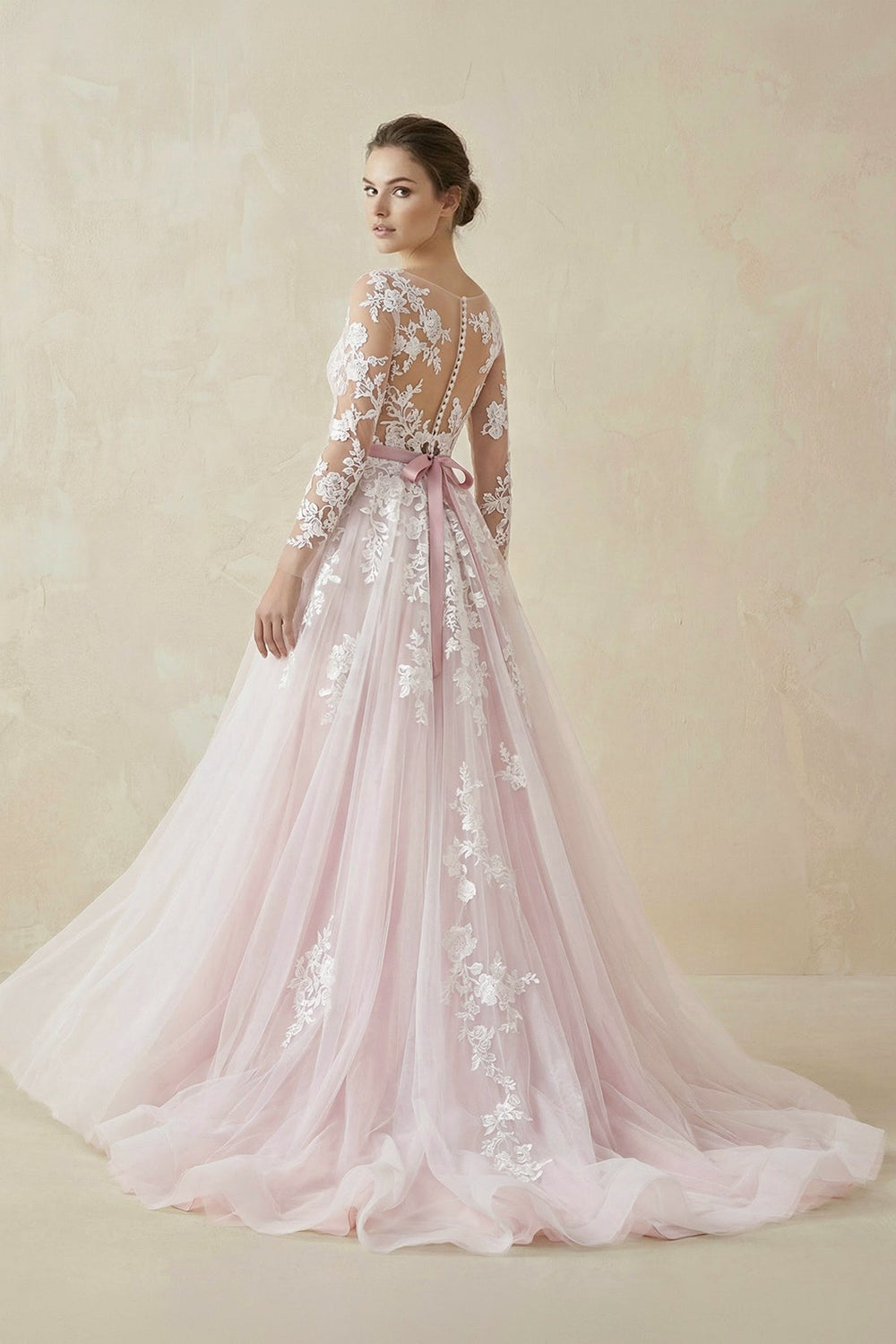 A - Line Tulle Wedding Dresses with Lace Appliques - SHE IS ME Wedding Dresses