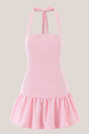 A-Line Vintage Halter Cotton Mini Dress in Pink – SHE IS ME Dresses