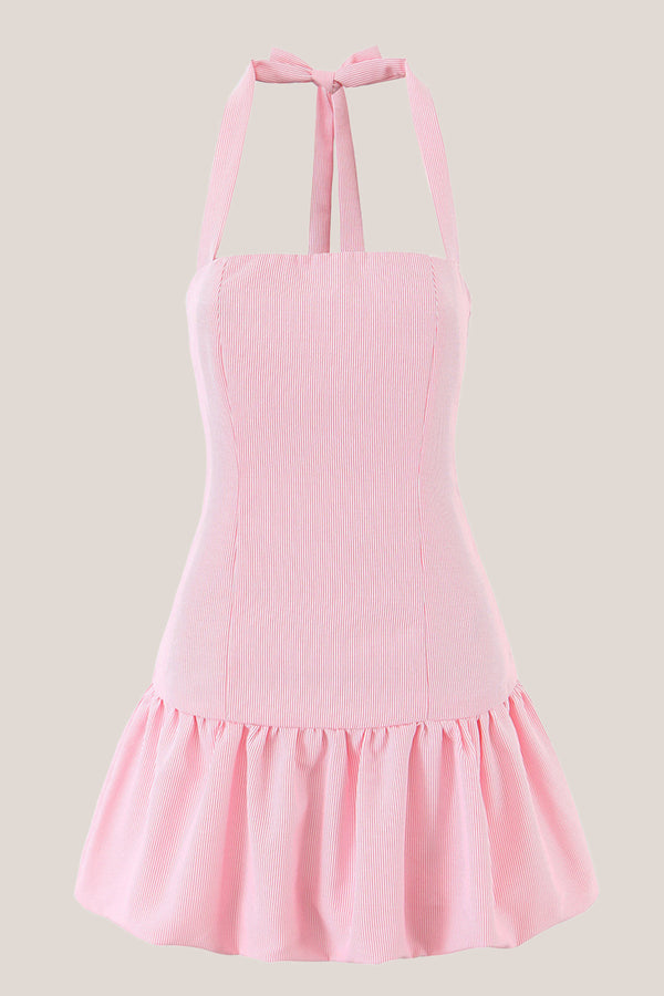 A-Line Vintage Halter Cotton Mini Dress in Pink – SHE IS ME Dresses