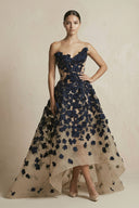 Appliqued Tulle A - Line V - neck Wedding Dress in Black and Nude - SHE IS ME Wedding Dresses