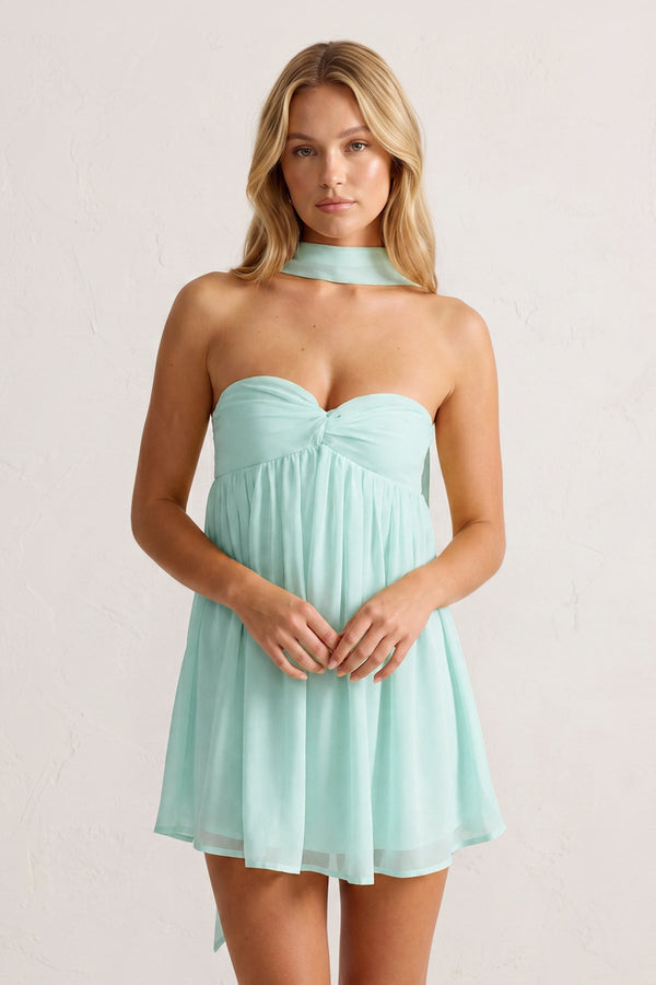 Aqua Sweetheart Ruched A-Line Chiffon Homecoming Dress (3) | SHEISME