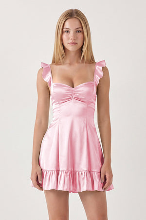 Pink Sweetheart Ruffled A-Line Satin Homecoming Dress | SHEISME