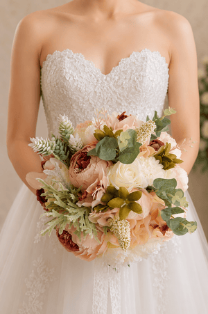Artificial Silk Rose Peony Wedding Bridal Bouquets - SHE IS ME Accessories
