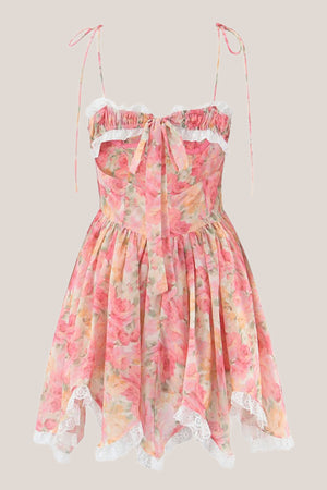 Asymmetric Warm Rose Print Cotton Mini Dress in Pink– SHE IS ME Dresses