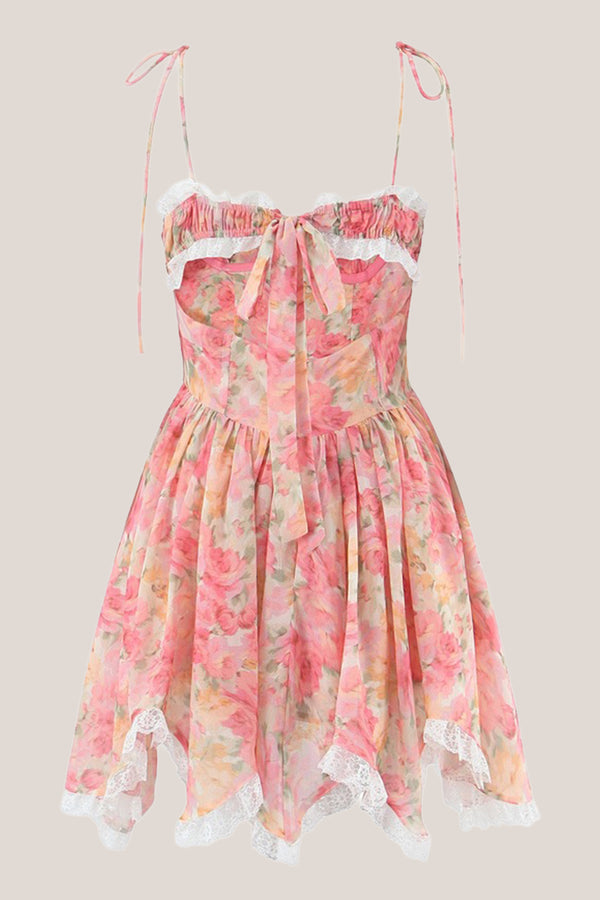 Asymmetric Warm Rose Print Cotton Mini Dress in Pink– SHE IS ME Dresses