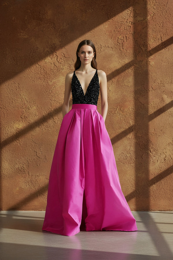 Ball Gown in Black and Fuchsia - SHE IS ME