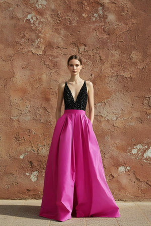 Ball Gown in Black and Fuchsia - SHE IS ME