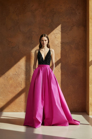 Ball Gown in Black and Fuchsia - SHE IS ME