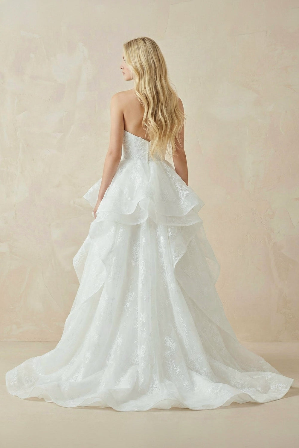 Ball Gown Lace Sweetheart Ruffles Sleeveless Wedding dress in White - SHE IS ME Wedding Dresses
