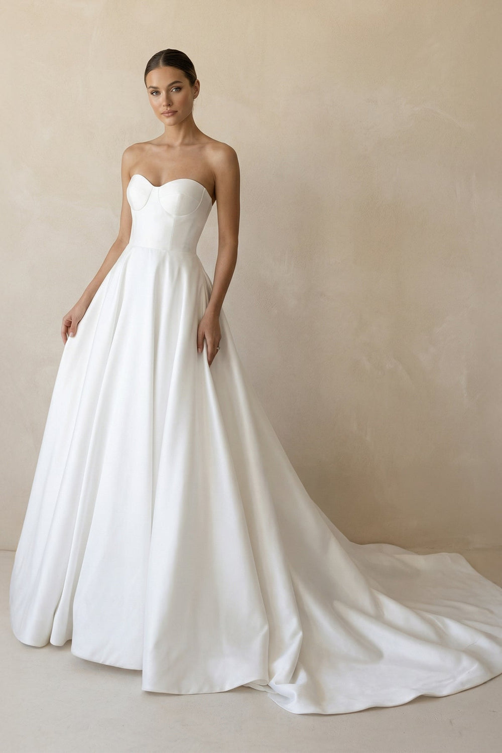Ball Gown Sweetheart Satin Wedding Dresses in White - SHE IS ME Wedding Dresses