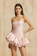 Balloon Draped Mini Dress in Blush - SHE IS ME