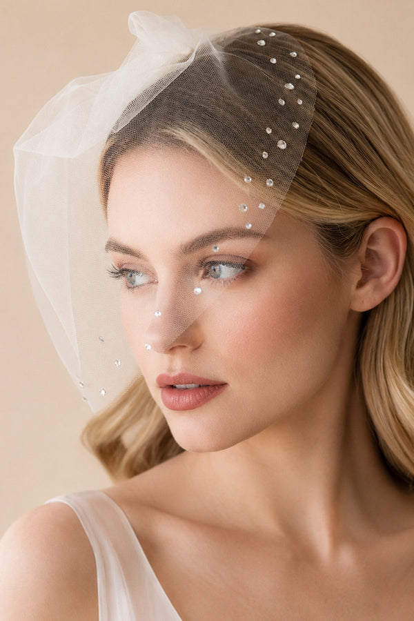 Birdcage Veils Vintage - Inspired with Tiny Crystals in Ivory - SHE IS ME Wedding Veils