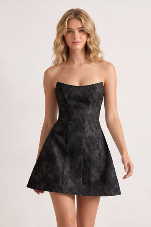 Black A Line Scoop Neck Short Homecoming Dresses With Lace Appliques | SHEISME