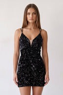 Black Bodycon Sequins Short Homecoming Dress | SHEISME