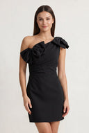 Black One Shoulder Sheath Homecoming Dress with Bows | SHEISME