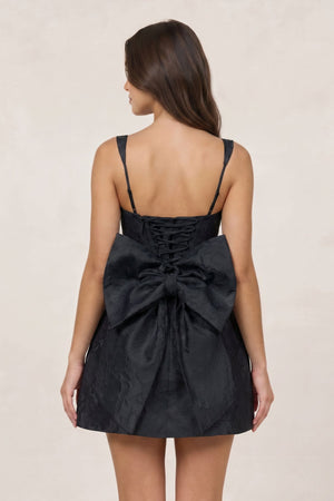 Black Square Neck A Line Short Homecoming Dresses With Bow | SHEISME
