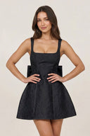 Black Square Neck A Line Short Homecoming Dresses With Bow | SHEISME