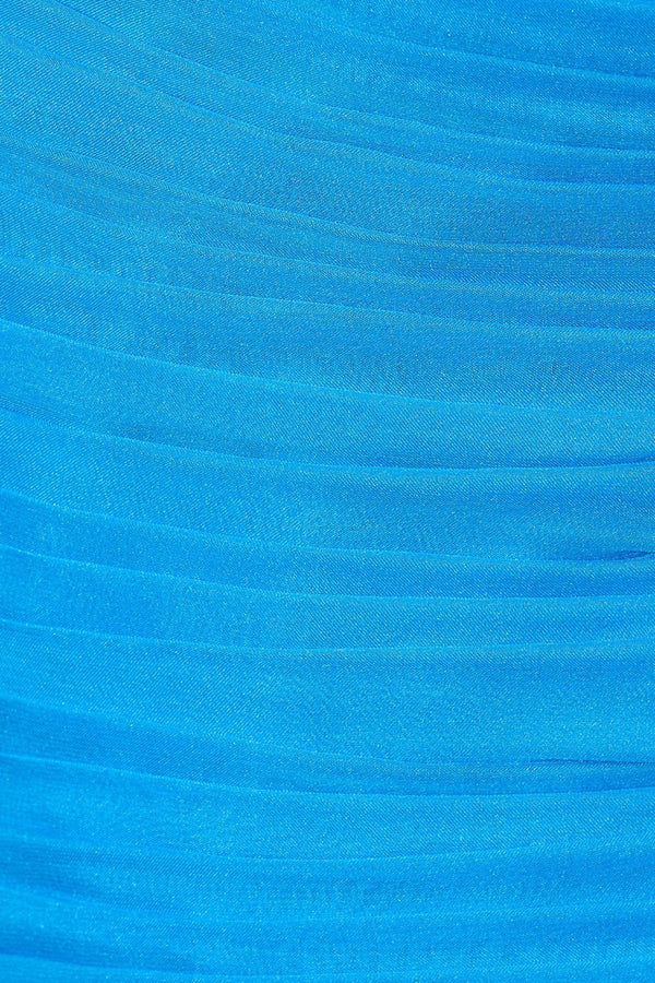 Blue Spaghetti Straps A Line Chiffon Ruffles Homecoming Dresses With Bow-SHEISME