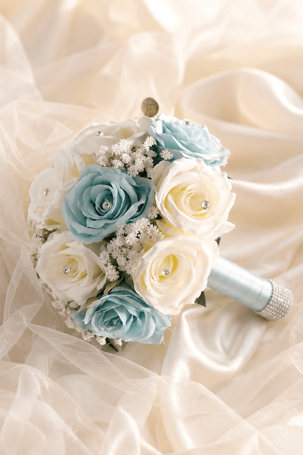 Blue Rose Cascade Wedding Flower Bouquets - SHE IS ME Accessories