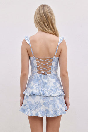 Blue Sweetheart A-Line Jacquard Homecoming Dress with Ruffles (4) | SHEISME