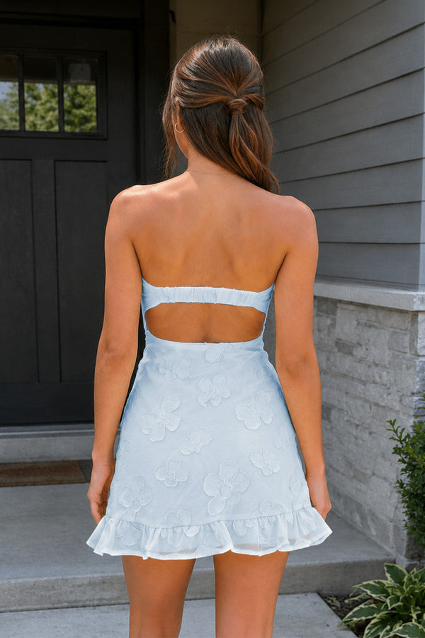 Blue Sweetheart Embroidered Tulle Ruffled A-Line Homecoming Dress (2) | SHEISME